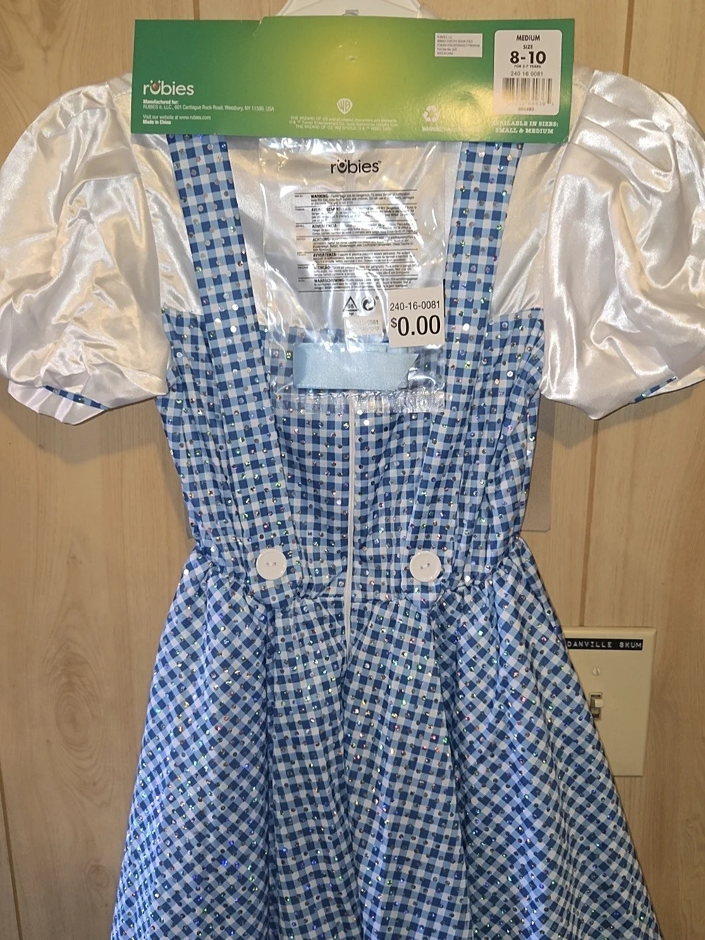 Dorothy The Wizard Of Oz Girls Halloween Costumw Size Small (4-6) & Medium 8-10